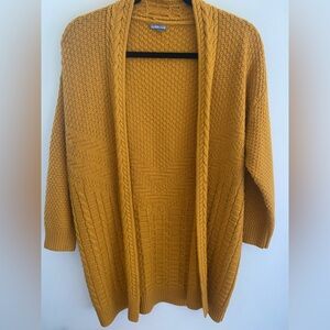 Charlotte Russe Mustard Yellow Cable Knit Cardigan Open Front Soft Size Small